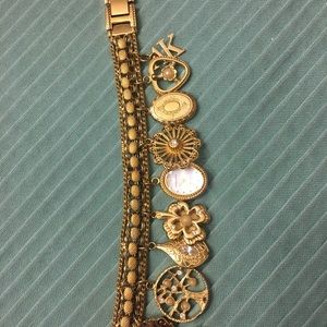 Anne Klein charm bracelet with oval watch charm